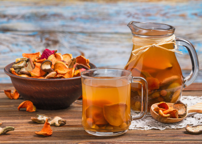 Rural still-life – compote with dried fruits from apples and pears